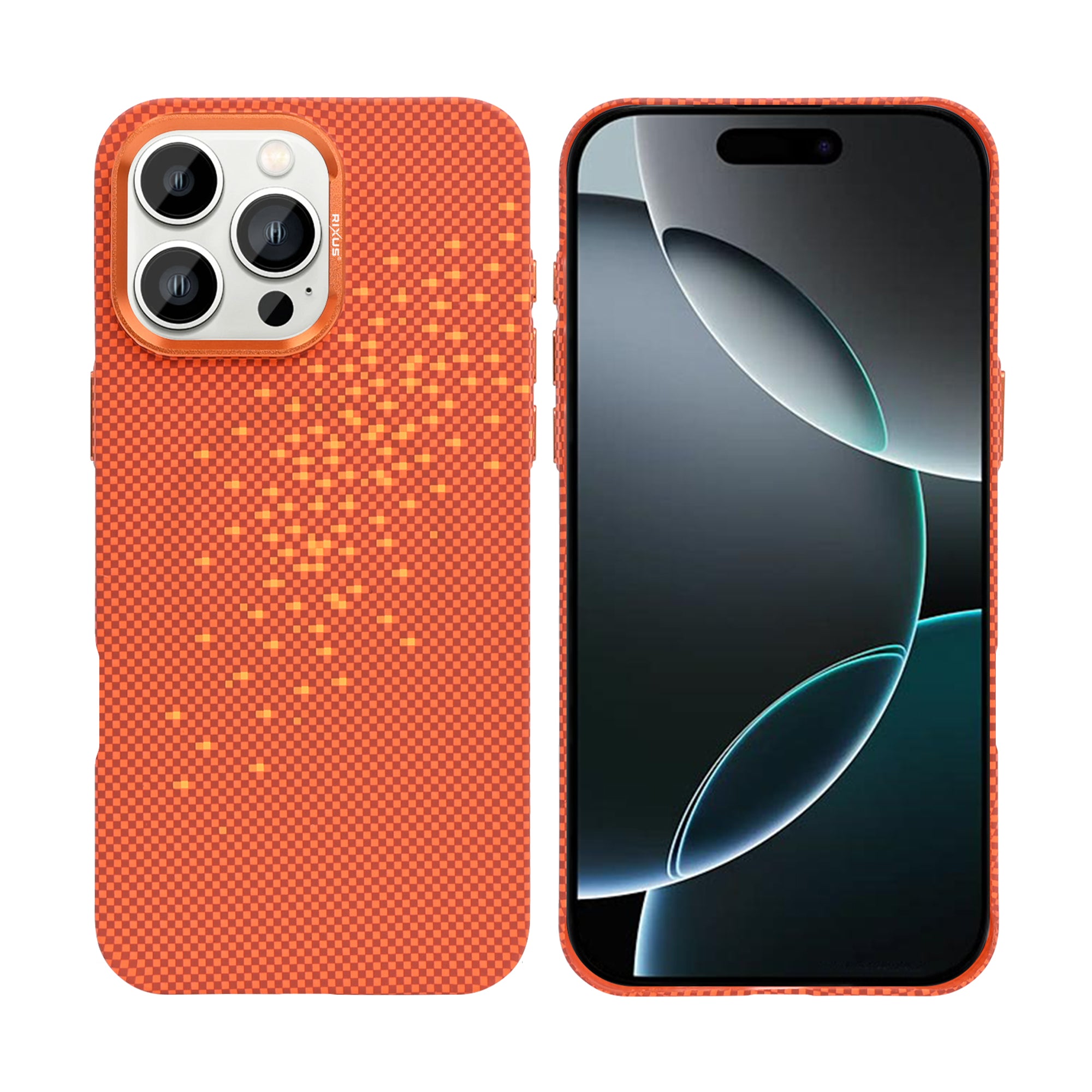 Rixus Alpine Ultra-Slim Case With MagSafe Compatible RXD021 For Apple iPhone 16 Pro Galaxy Orange