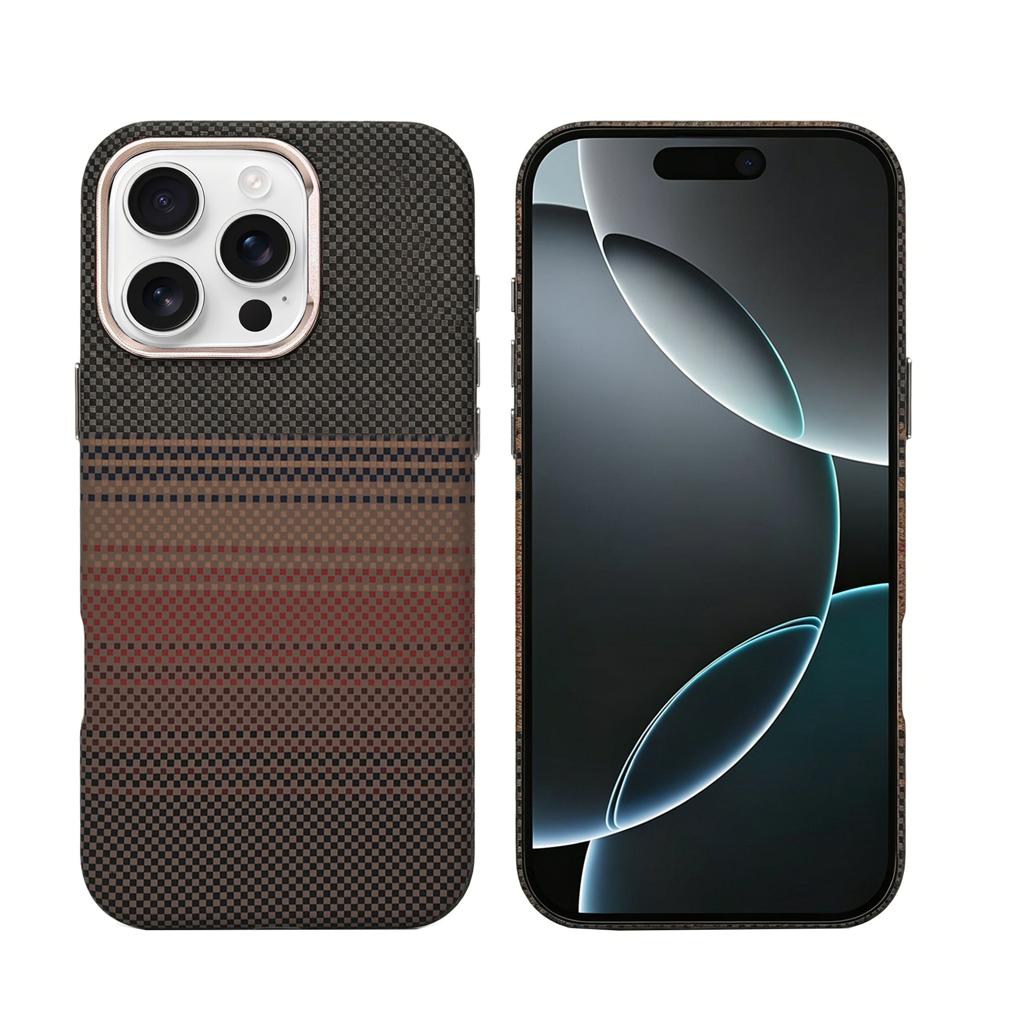 Rixus Alpine Ultra-Slim Case With MagSafe Compatible RXA130 For Apple iPhone 16 Pro Stripe Brown