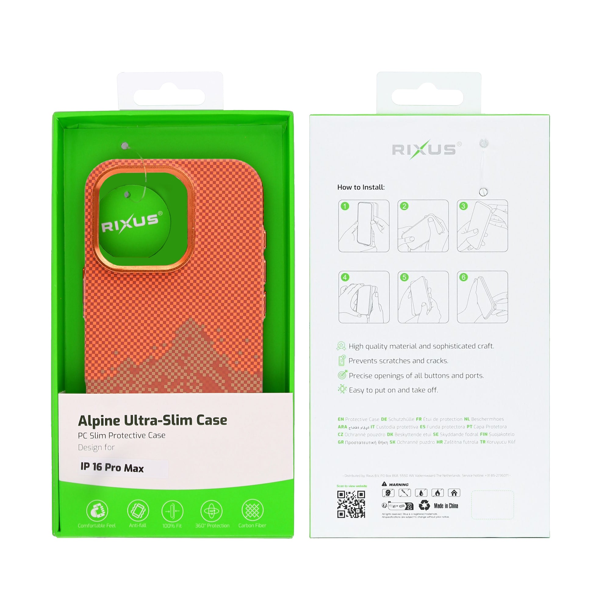 Rixus Alpine Ultra-Slim Case With MagSafe Compatible RXD081 For Apple iPhone 16 Pro Max Mountain Orange