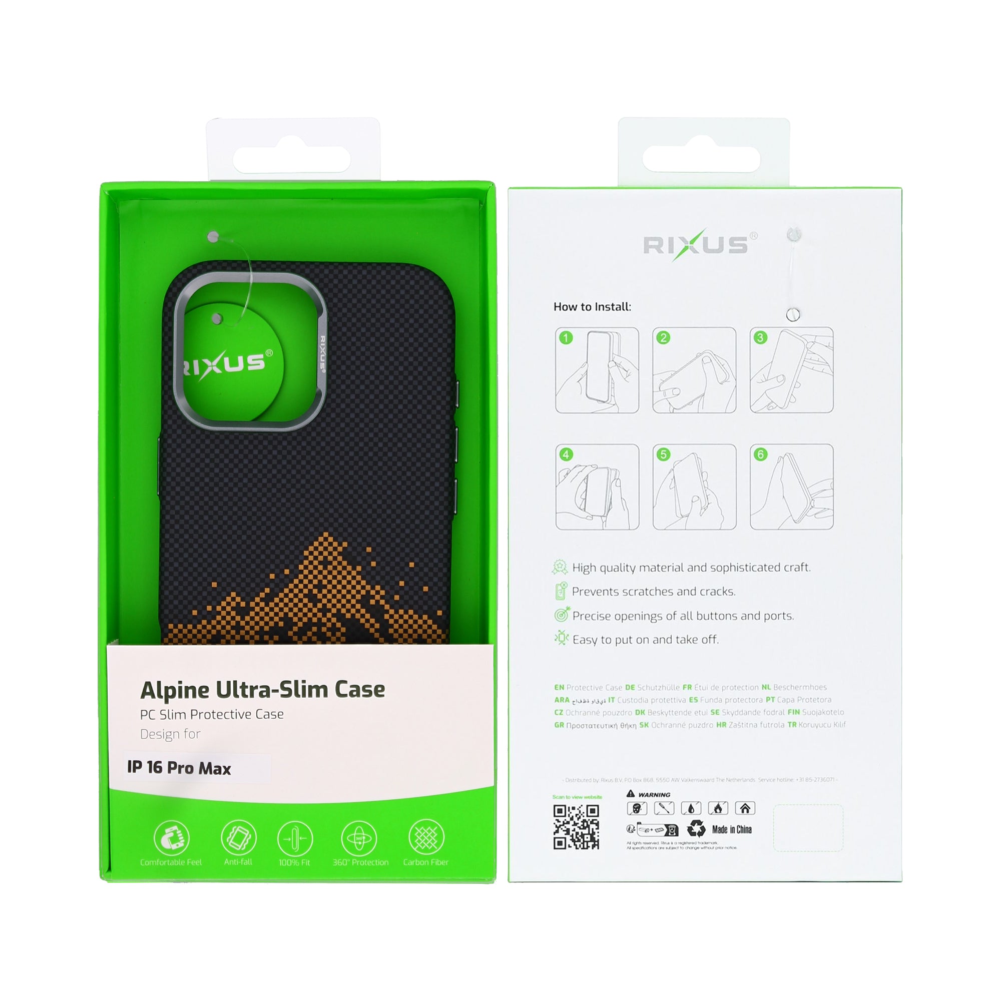 Rixus Alpine Ultra-Slim Case With MagSafe Compatible RXD082 For Apple iPhone 16 Pro Max Mountain Black