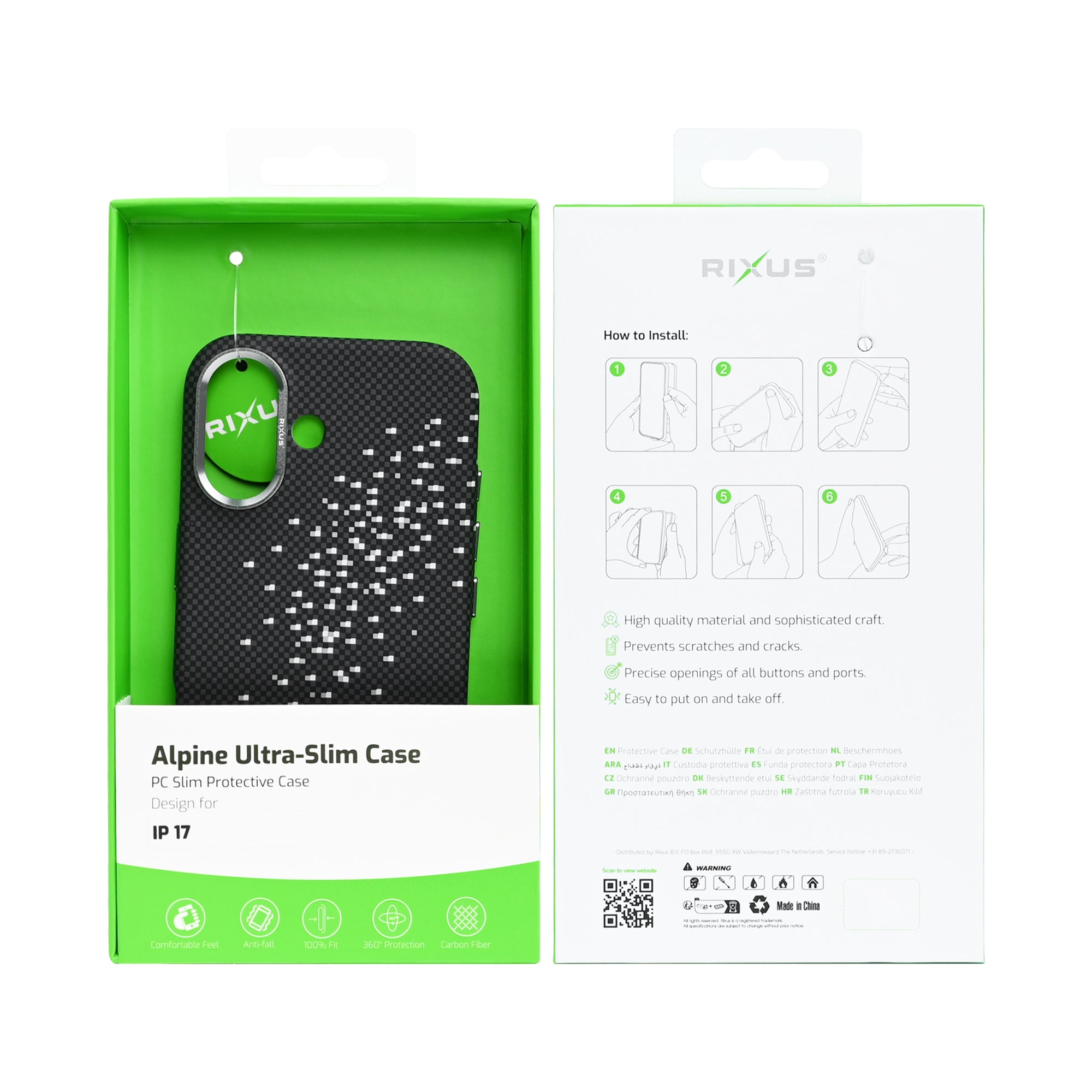 Rixus Alpine Ultra-Slim Case With MagSafe Compatible RXD022 For Apple iPhone 17 Galaxy Black