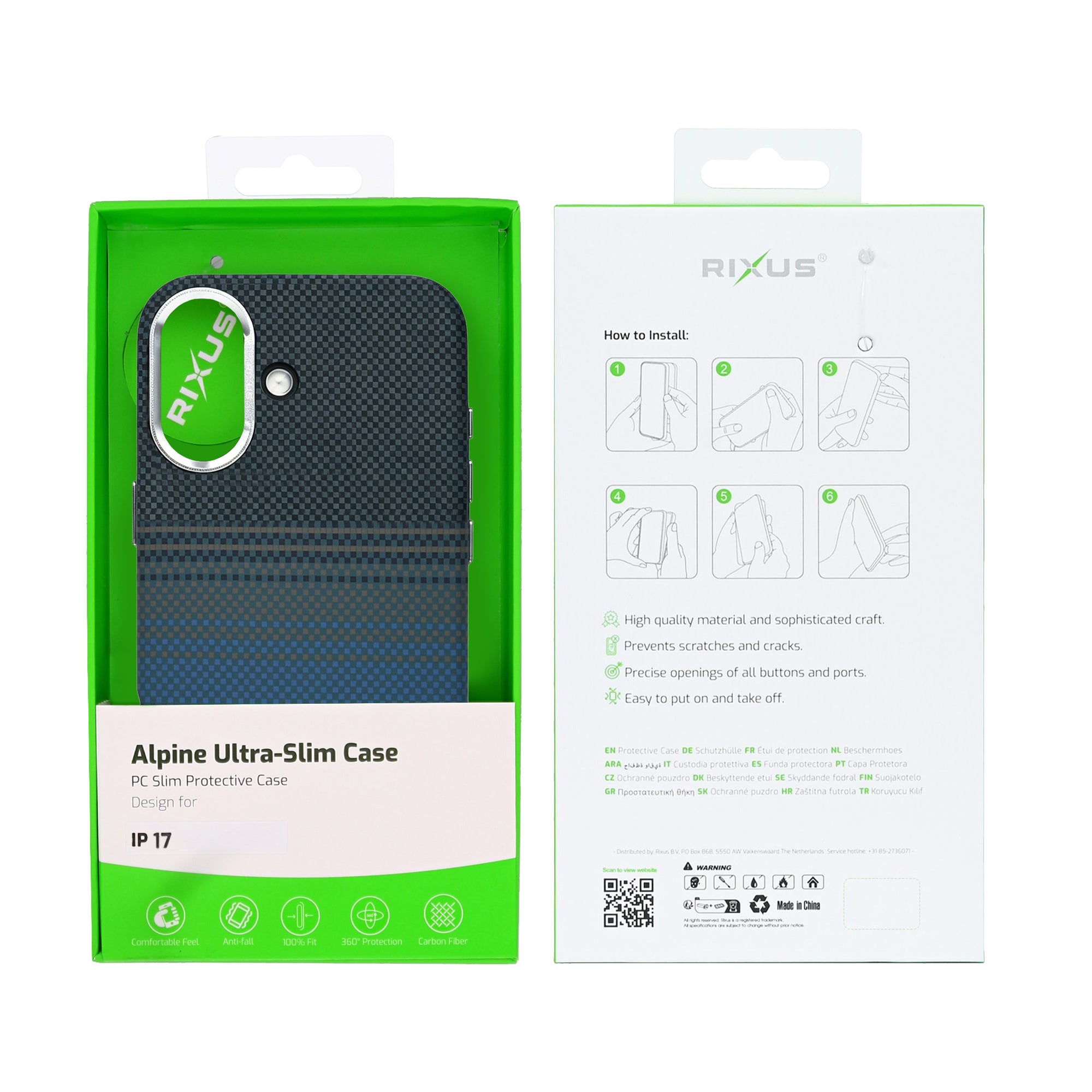 Rixus Alpine Ultra-Slim Case With MagSafe Compatible RXA131 For Apple iPhone 17 Stripe Blue