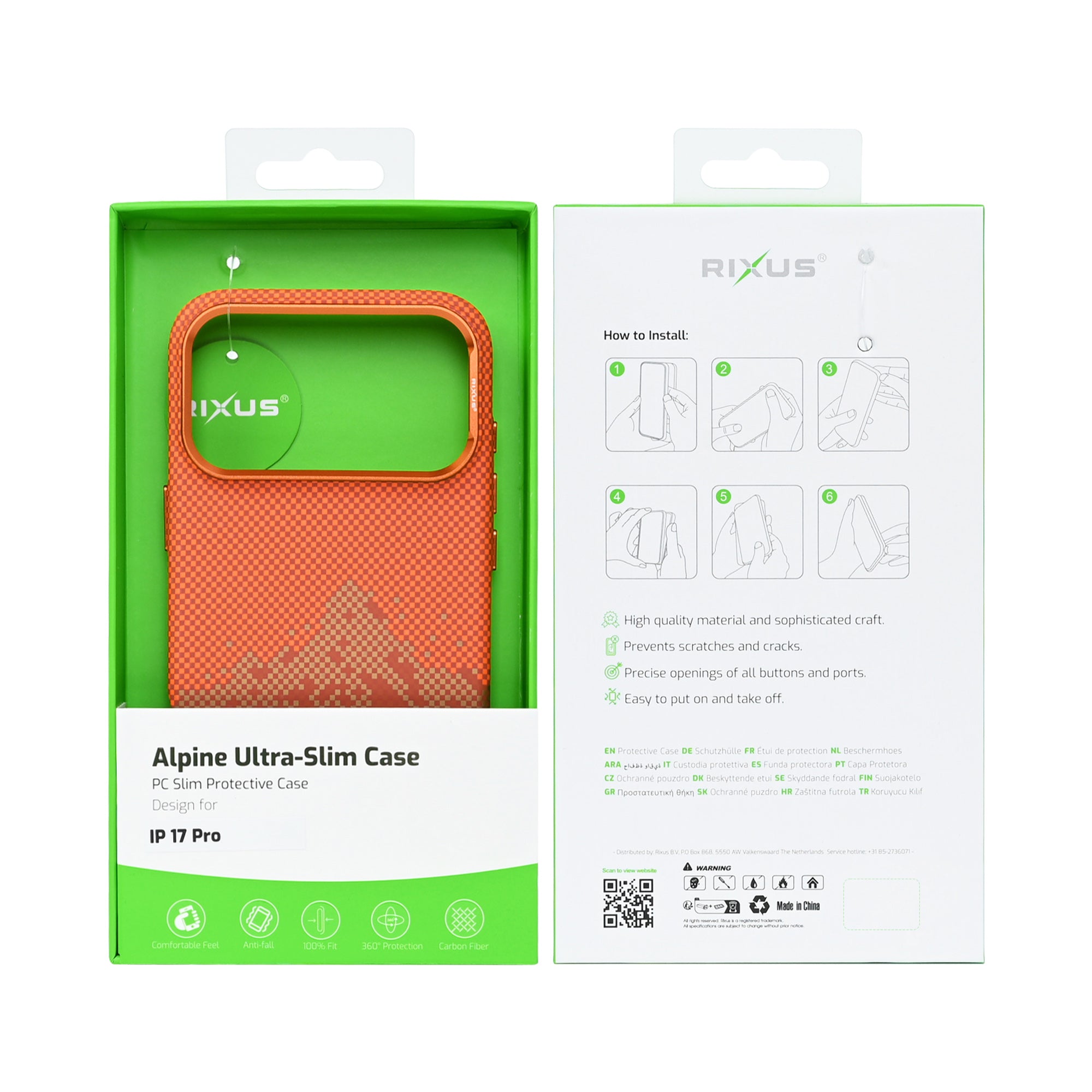 Rixus Alpine Ultra-Slim Case With MagSafe Compatible RXD081 For Apple iPhone 17 Pro Mountain Orange