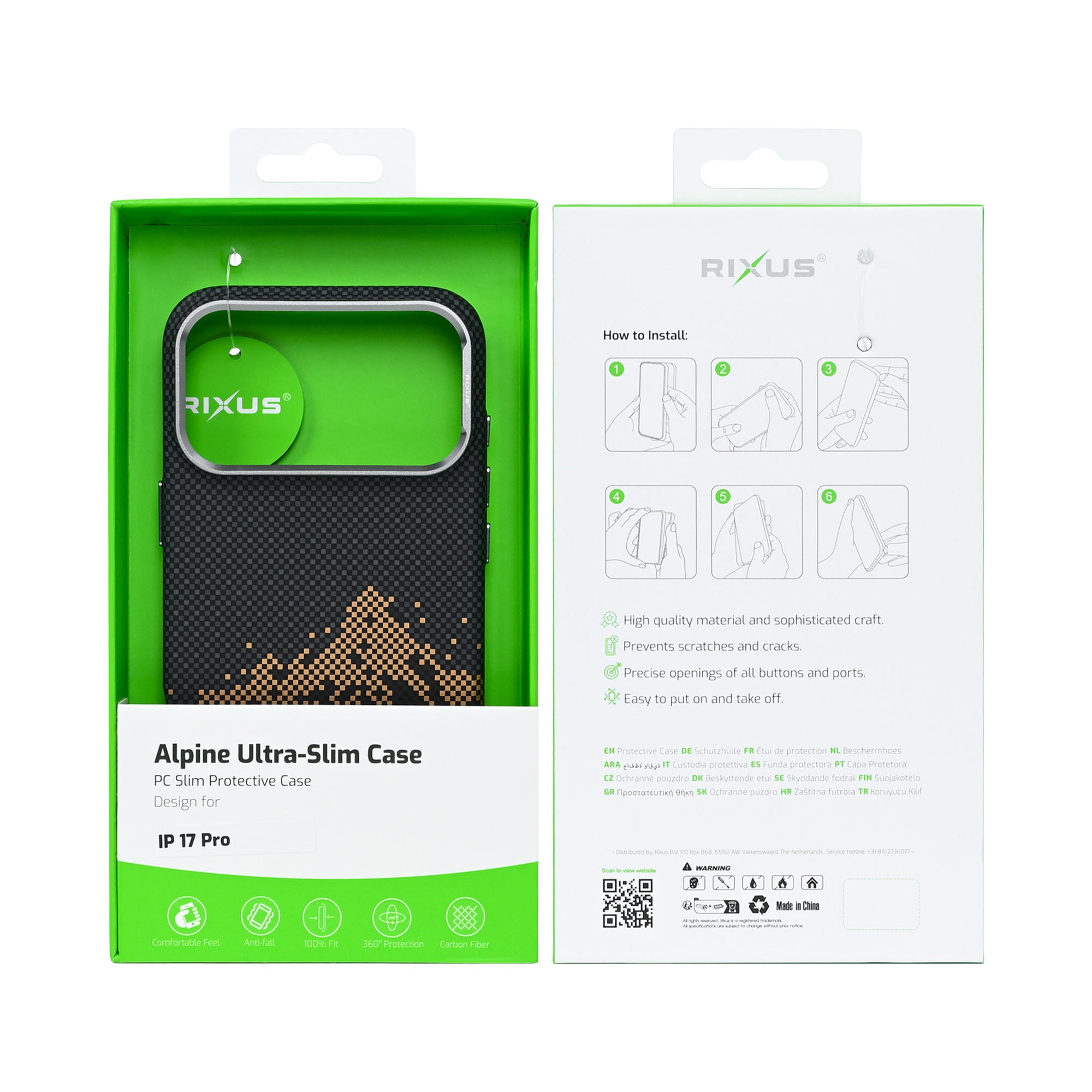 Rixus Alpine Ultra-Slim Case With MagSafe Compatible RXD082 For Apple iPhone 17 Pro Mountain Black