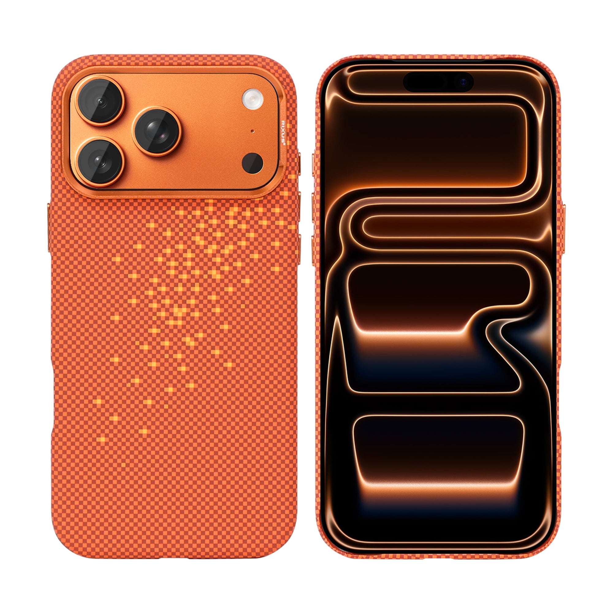Rixus Alpine Ultra-Slim Case With MagSafe Compatible RXD021 For Apple iPhone 17 Pro Galaxy Orange