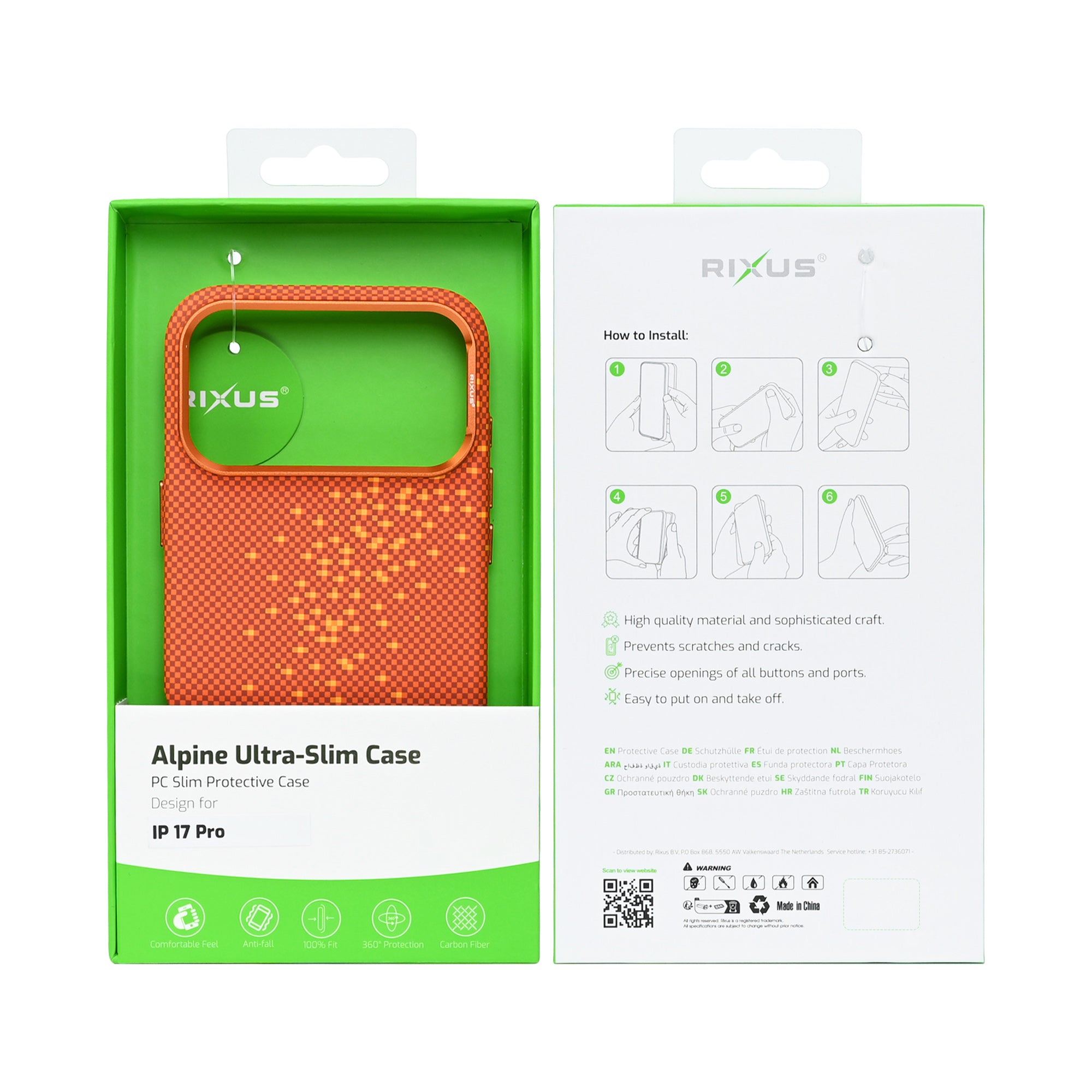 Rixus Alpine Ultra-Slim Case With MagSafe Compatible RXD021 For Apple iPhone 17 Pro Galaxy Orange