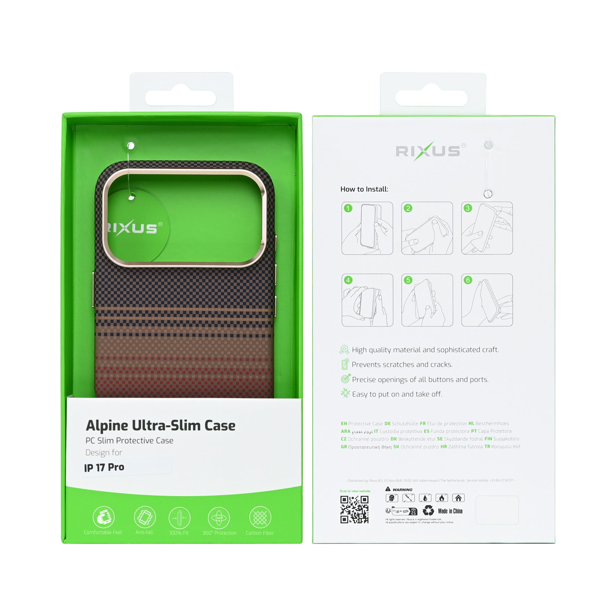 Rixus Alpine Ultra-Slim Case With MagSafe Compatible RXA130 For Apple iPhone 17 Pro Stripe Brown