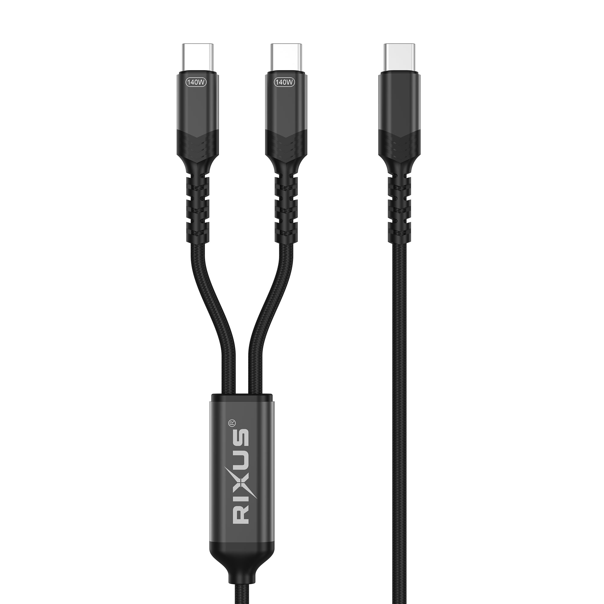 Rixus RXUC12 2 in 1 USB-C To Dual USB-C Splitter Cable 140W