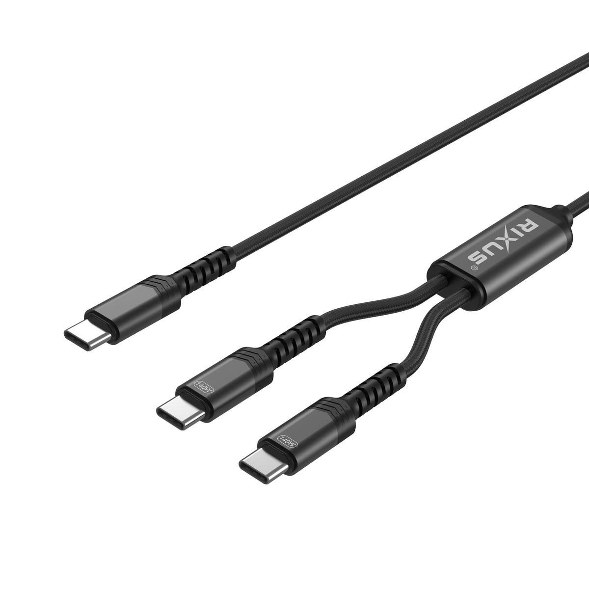 Rixus RXUC12 2 in 1 USB-C To Dual USB-C Splitter Cable 140W
