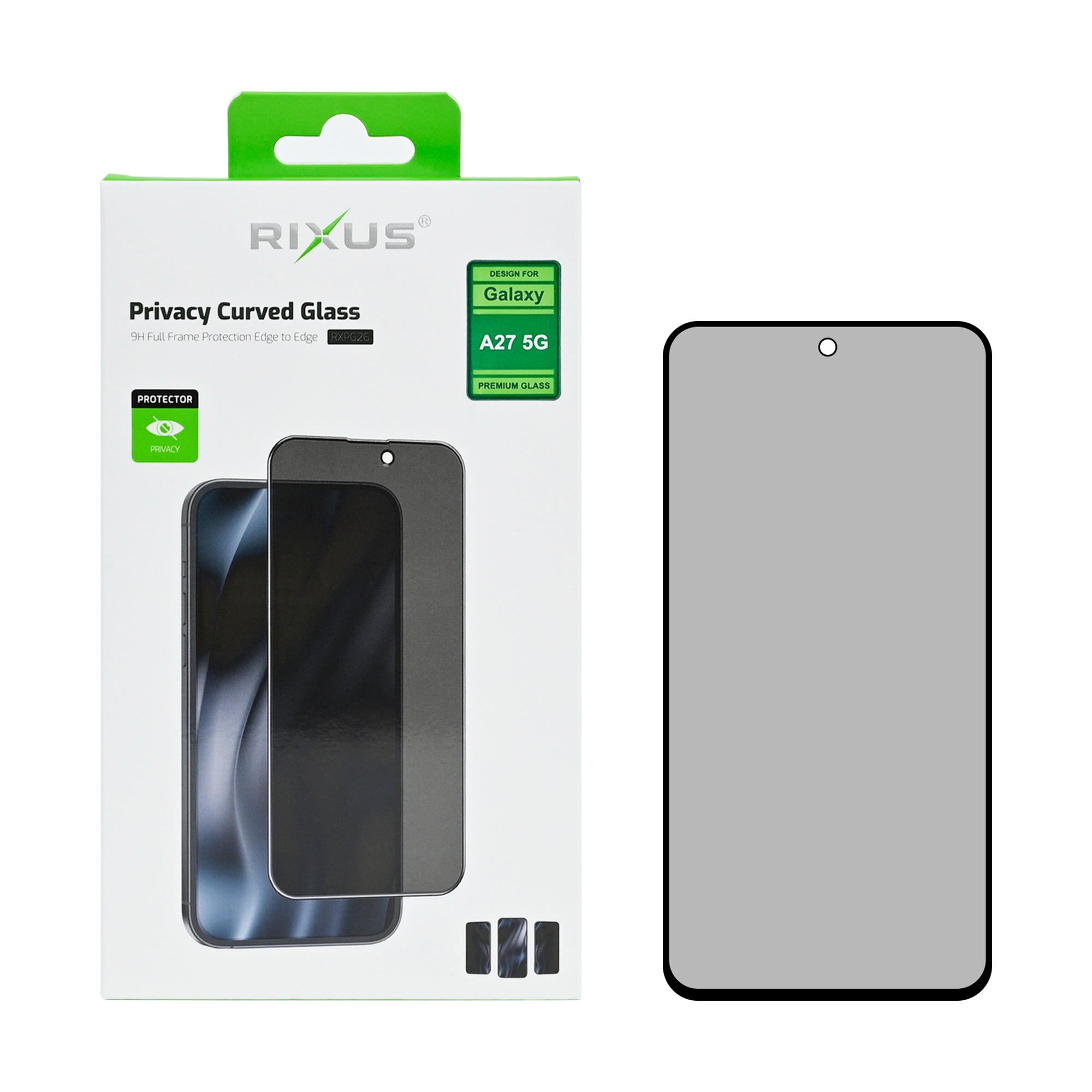 Rixus Privacy Full Curved Edge Tempered Glass For Samsung Galaxy A27
