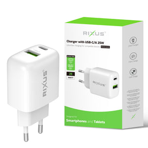 Rixus RXHC02D Charger With USB-C/A 25W (Counter Display 02)