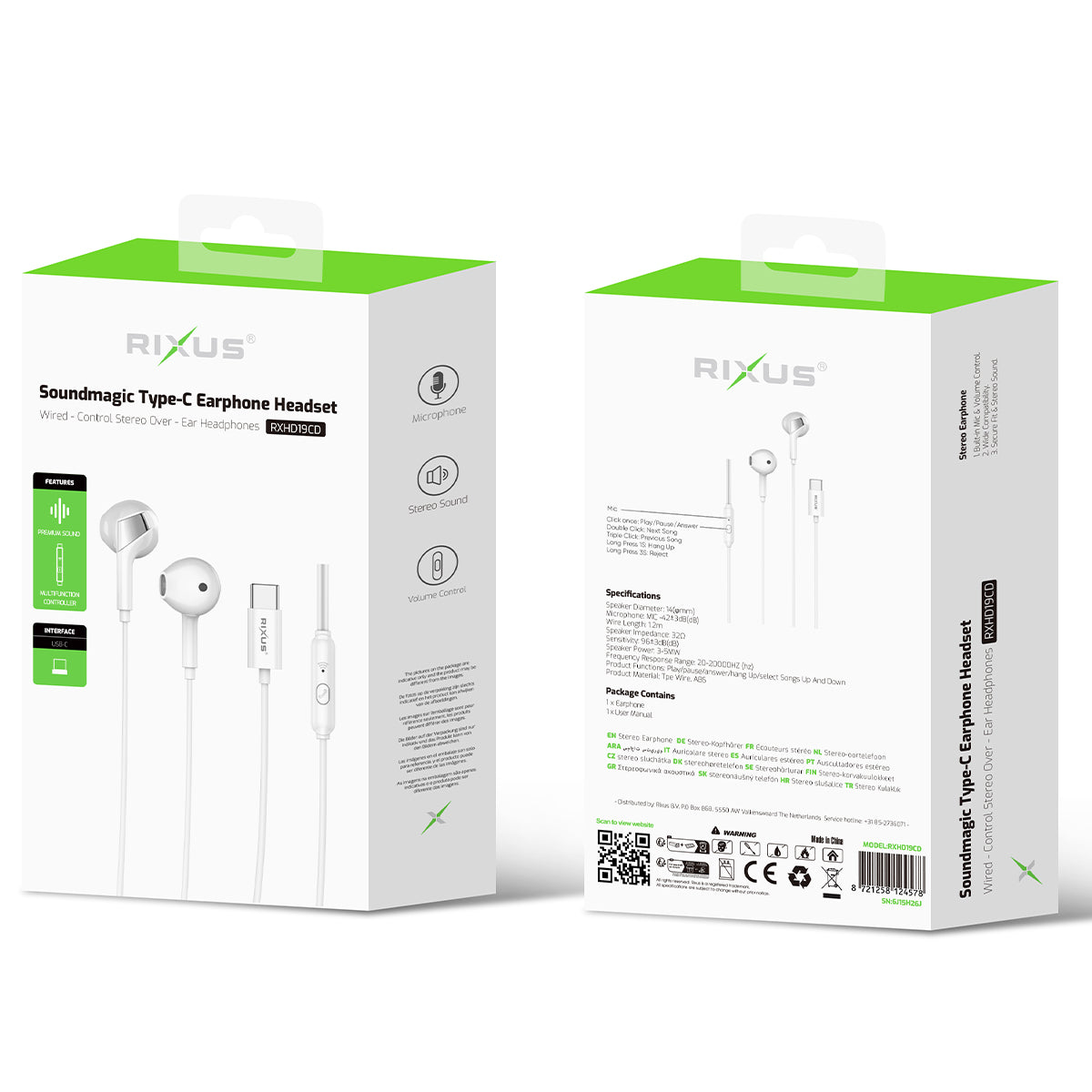 Rixus RXHD19CD Earphones With USB-C (Counter Display 02)