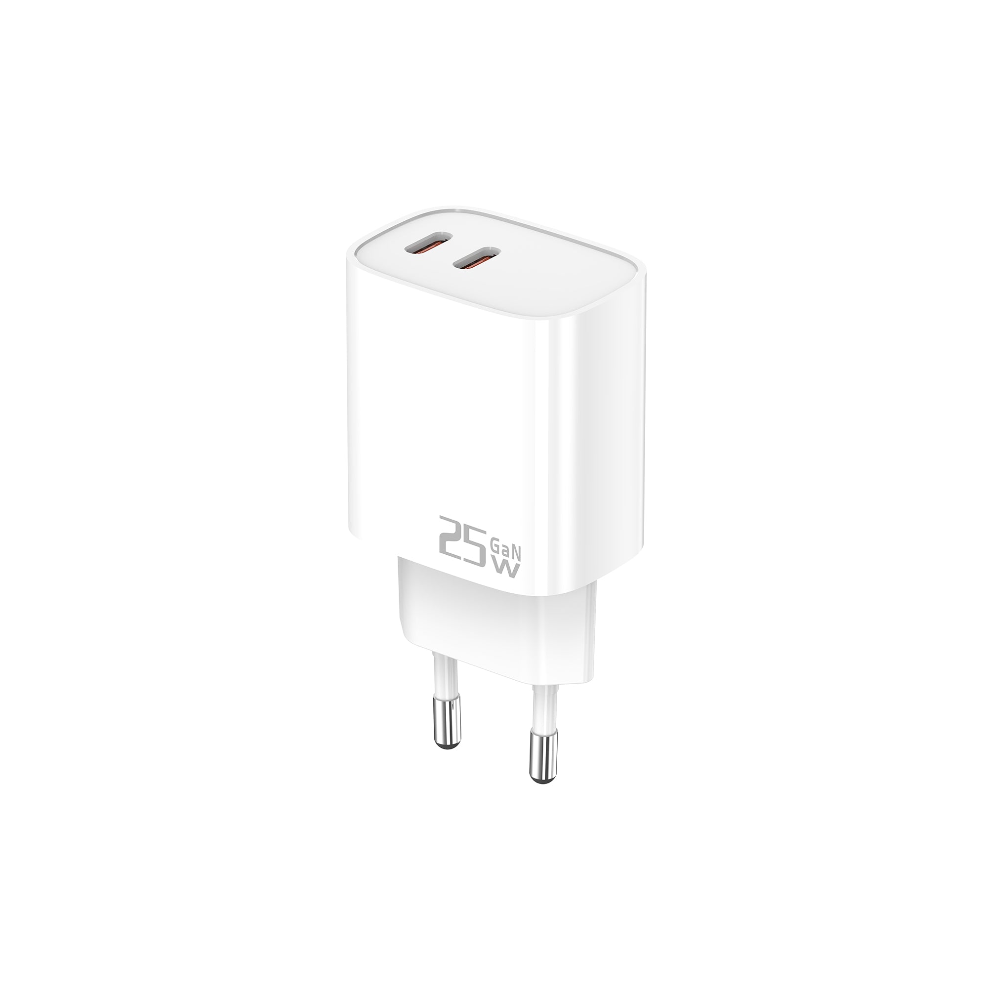 Fast Charging Adapter CH25WC2 Dual USB-C Ports 25W White Retail Box