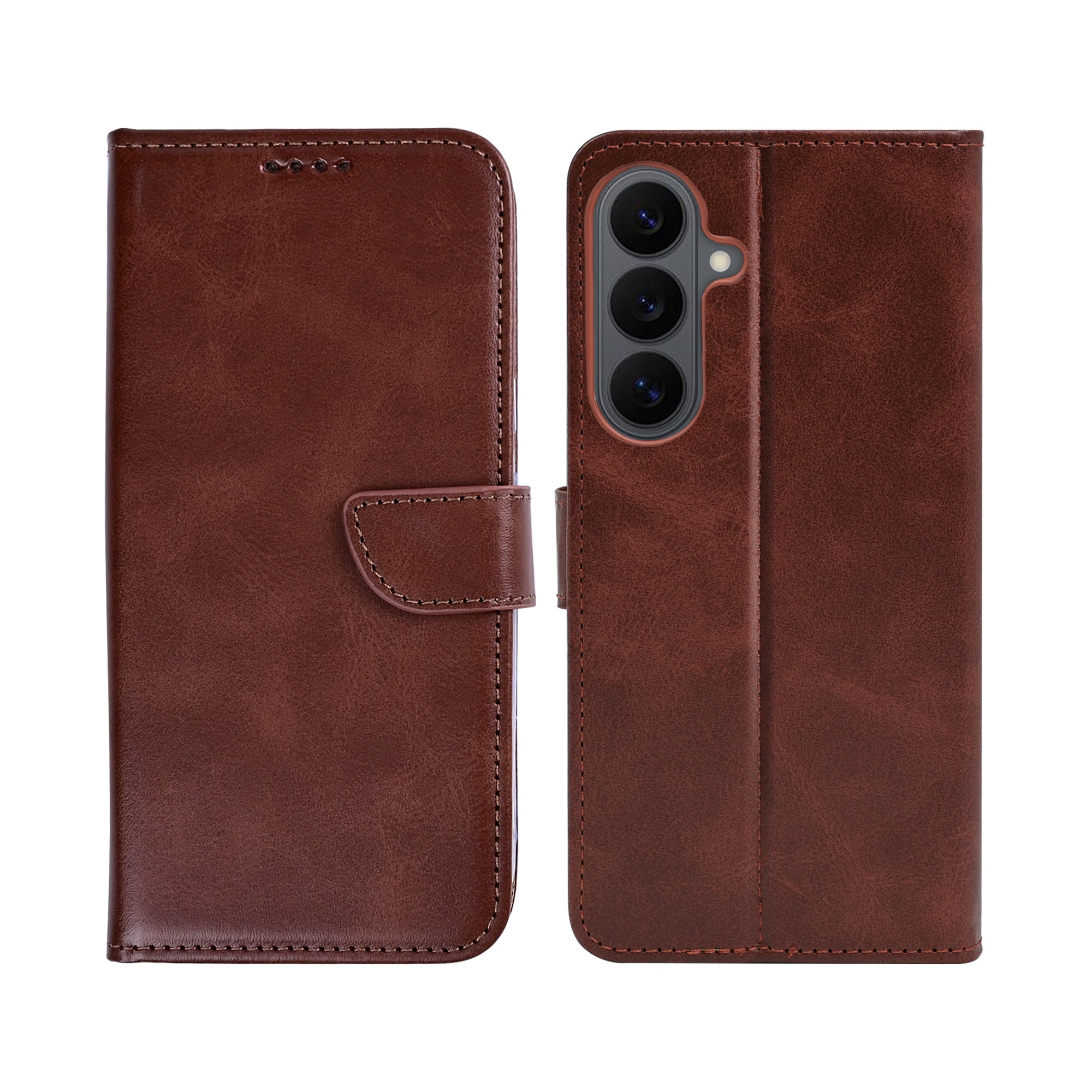 Rixus Bookcase For Samsung Galaxy S26 FE Brown