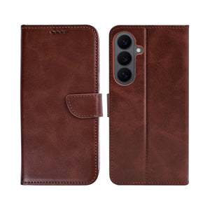 Rixus Bookcase For Samsung Galaxy S26 FE Brown