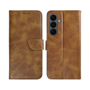 Rixus Bookcase For Samsung Galaxy S26 FE Light Brown