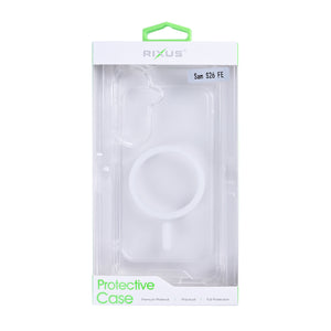Rixus Anti-Burst Case With MagSafe Compatible For Samsung Galaxy S26 FE Transparent