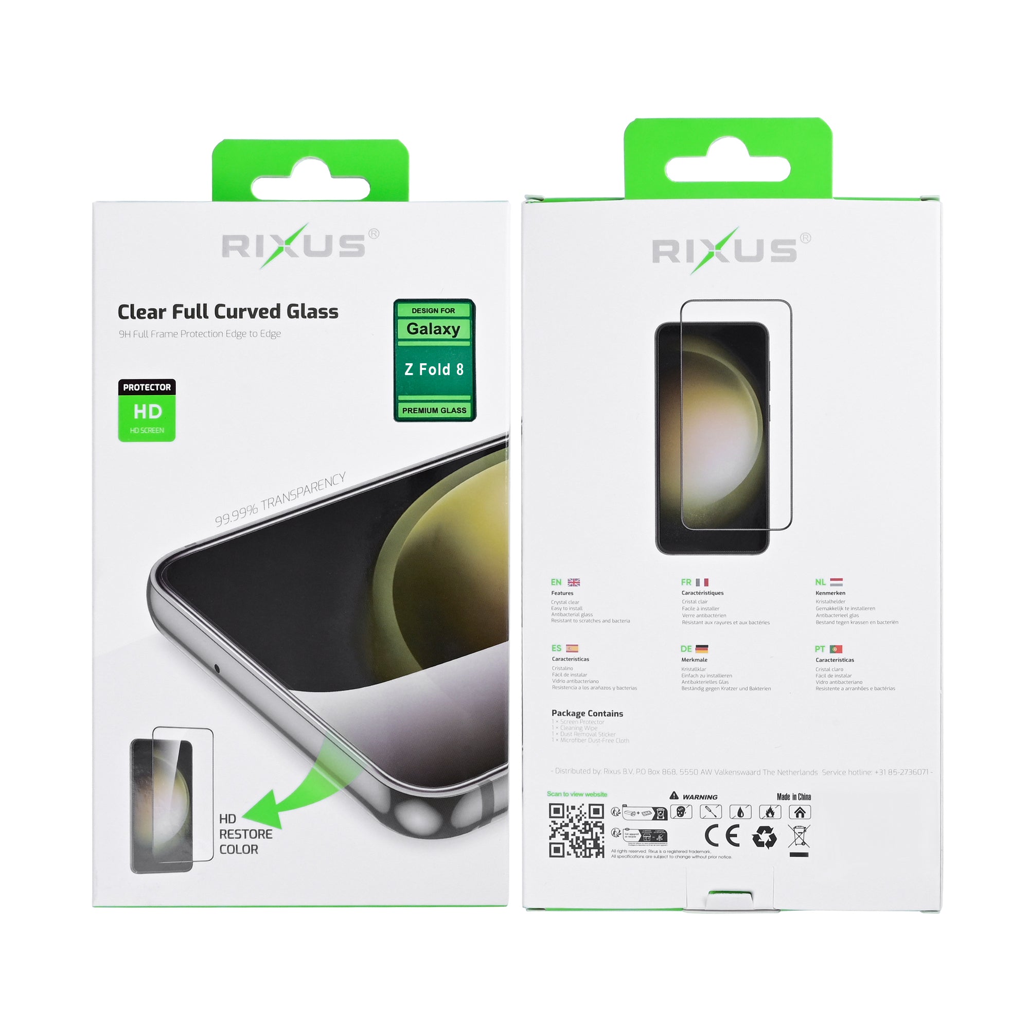 Rixus Clear HD Full Curved Edge Tempered Glass For Samsung Galaxy Z Fold 8