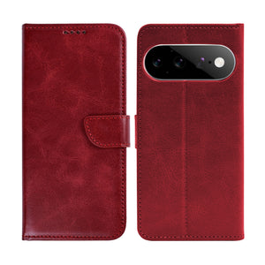 Rixus Bookcase For Google Pixel 11 Dark Red