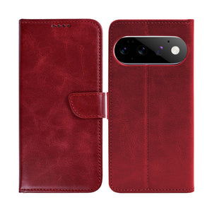 Rixus Bookcase For Google Pixel 11 Pro Dark Red