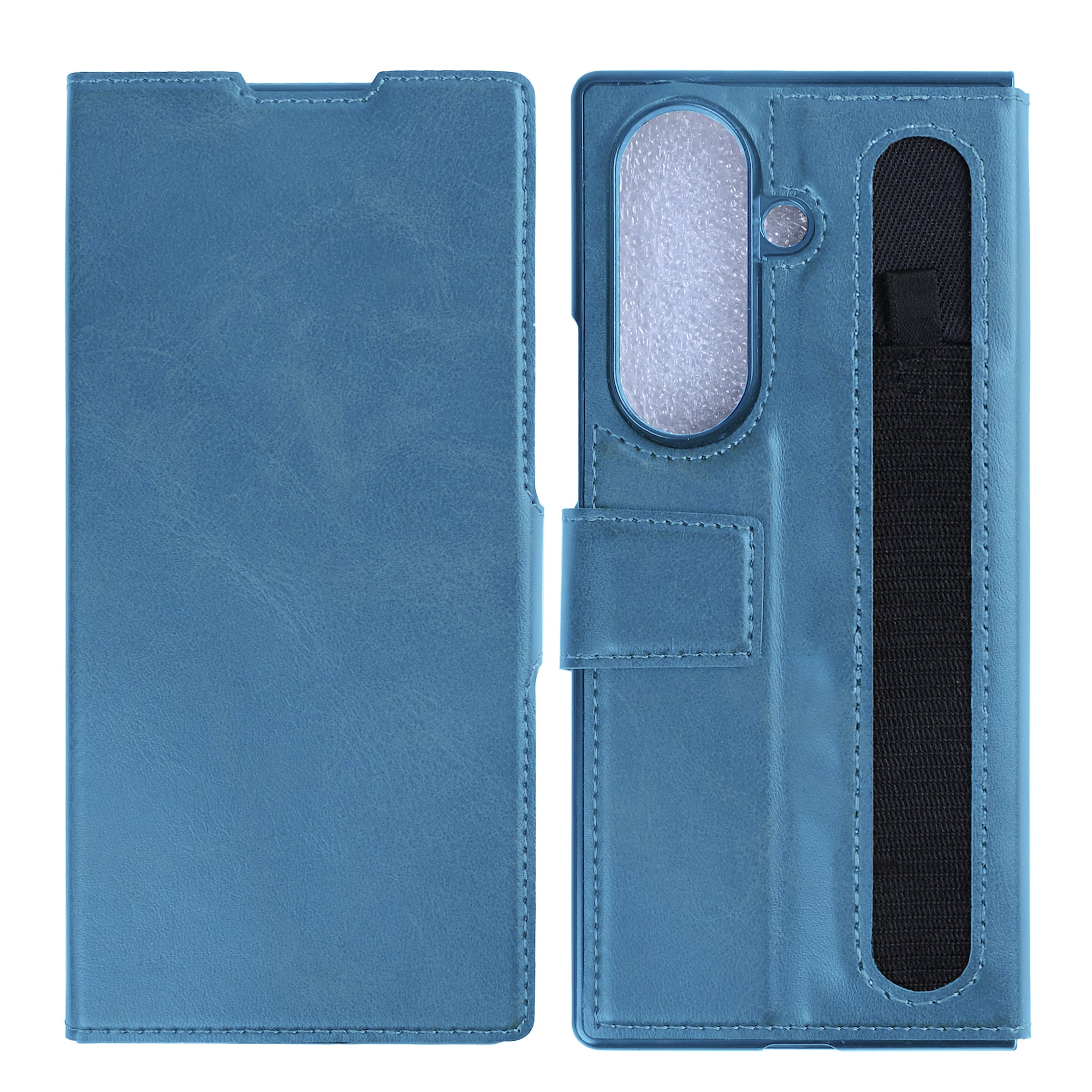 Rixus Wallet Case With Pen Holder For Samsung Galaxy Z Fold8 Ultra Sierra Blue