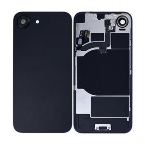 For Apple iPhone 16e Back Glass With NFC, Enlarged Camera Frame Black Pulled