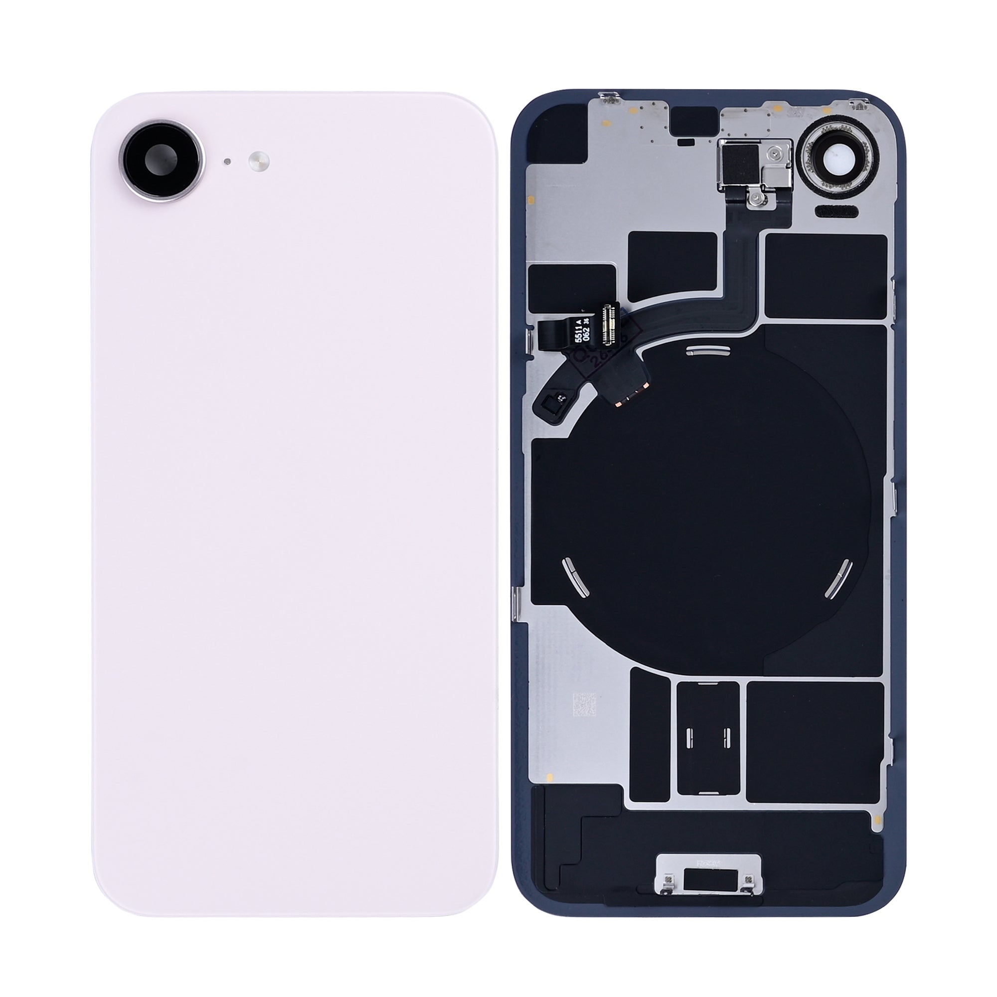 For Apple iPhone 17e Back Glass With NFC, Enlarged Camera Frame Soft Pink Pulled