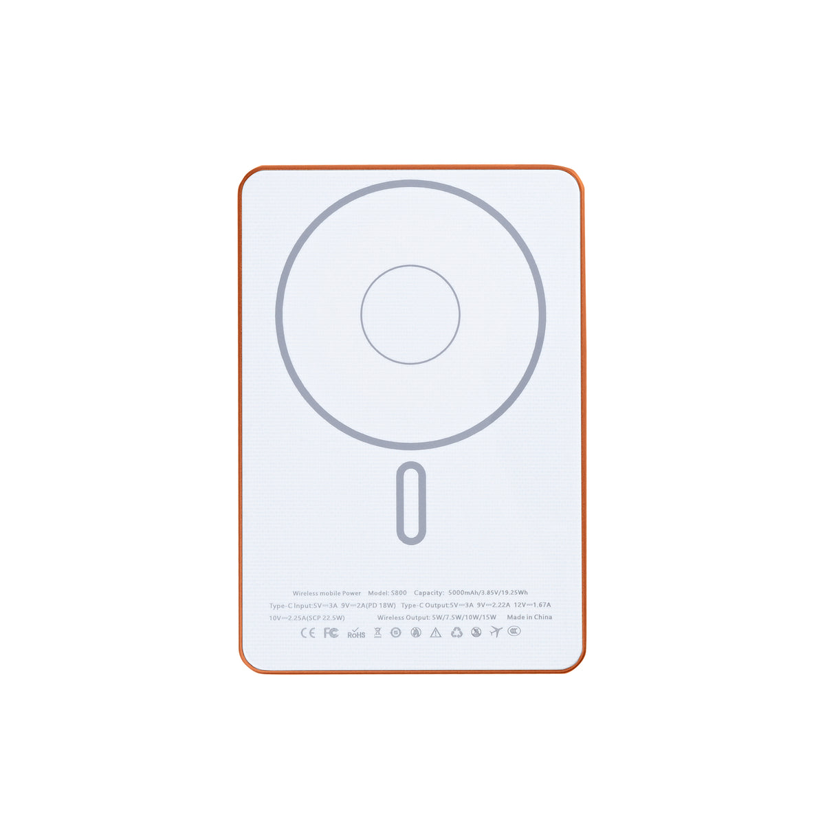 For Apple iPhone Ultra Thin Battery Pack Magnetic Charging 15W 5000mAh Orange
