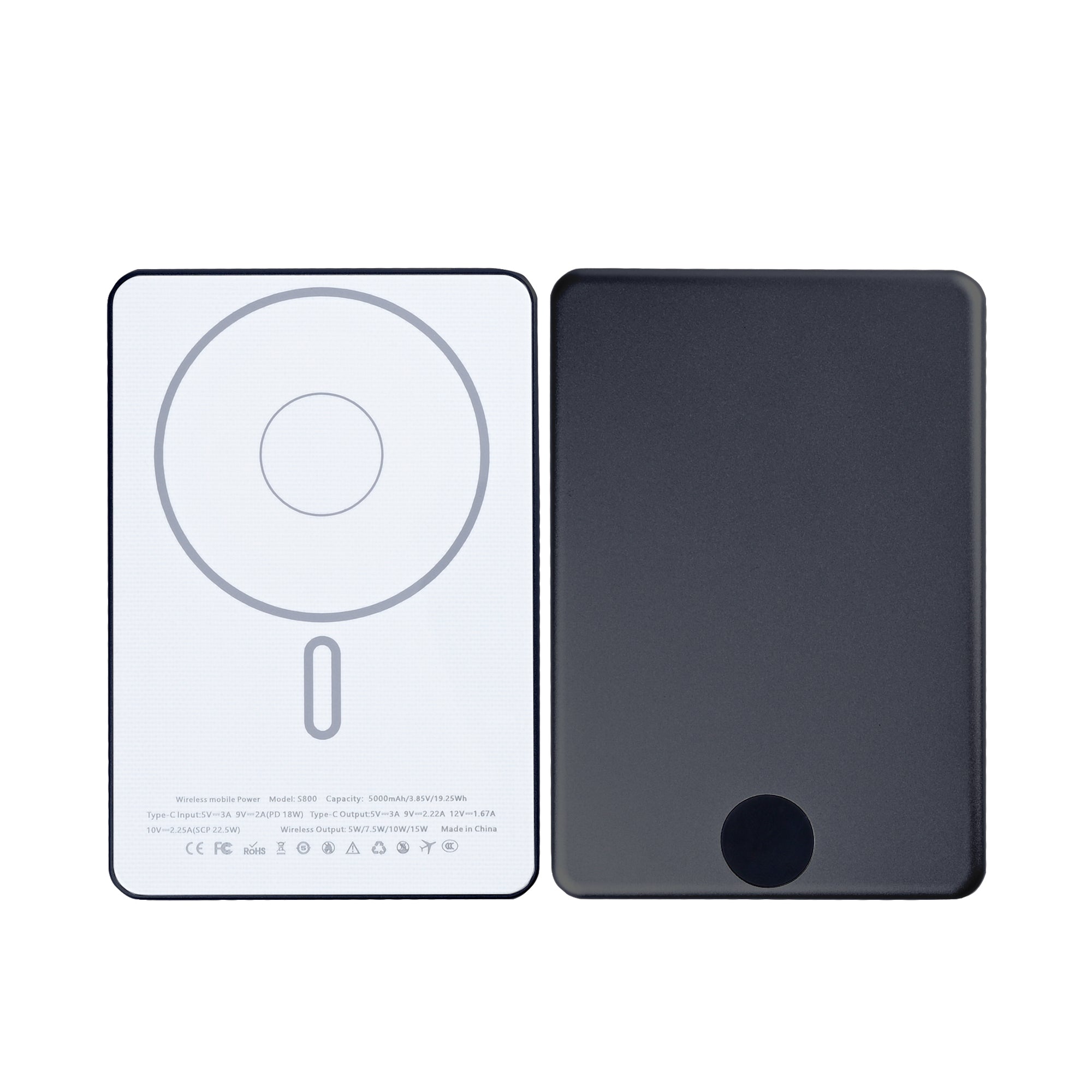 For Apple iPhone 12, 13, 14, 15, 16, 17 Series Ultra Thin Battery Pack Magnetic Charging 15W 5000mAh Black