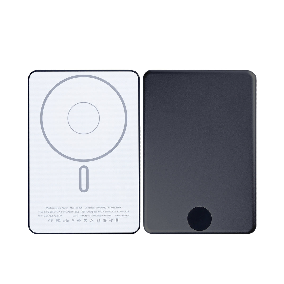 For Apple iPhone 12, 13, 14, 15, 16, 17 Series Ultra Thin Battery Pack Magnetic Charging 15W 5000mAh Black