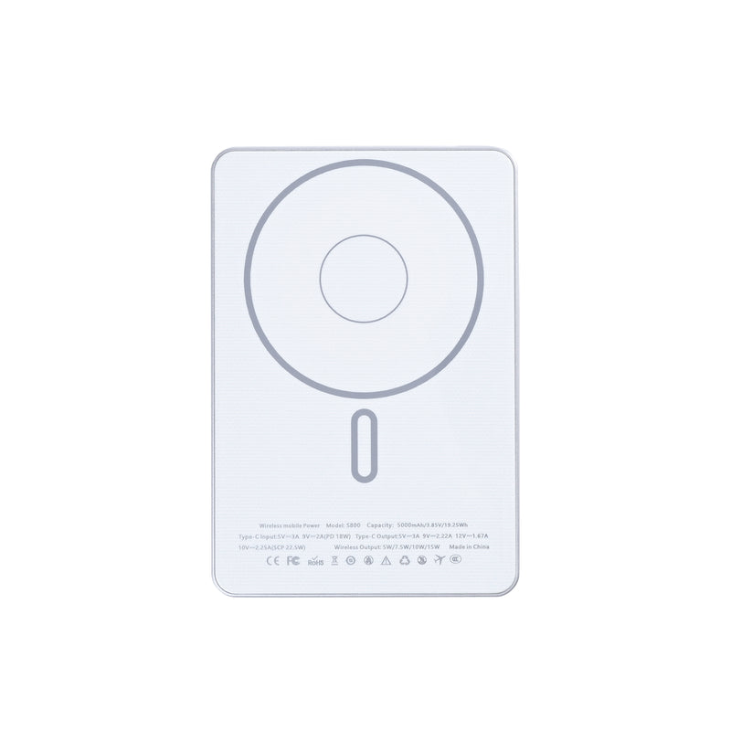 For Apple iPhone 12, 13, 14, 15, 16, 17 Series Ultra Thin Battery Pack Magnetic Charging 15W 5000mAh Silver