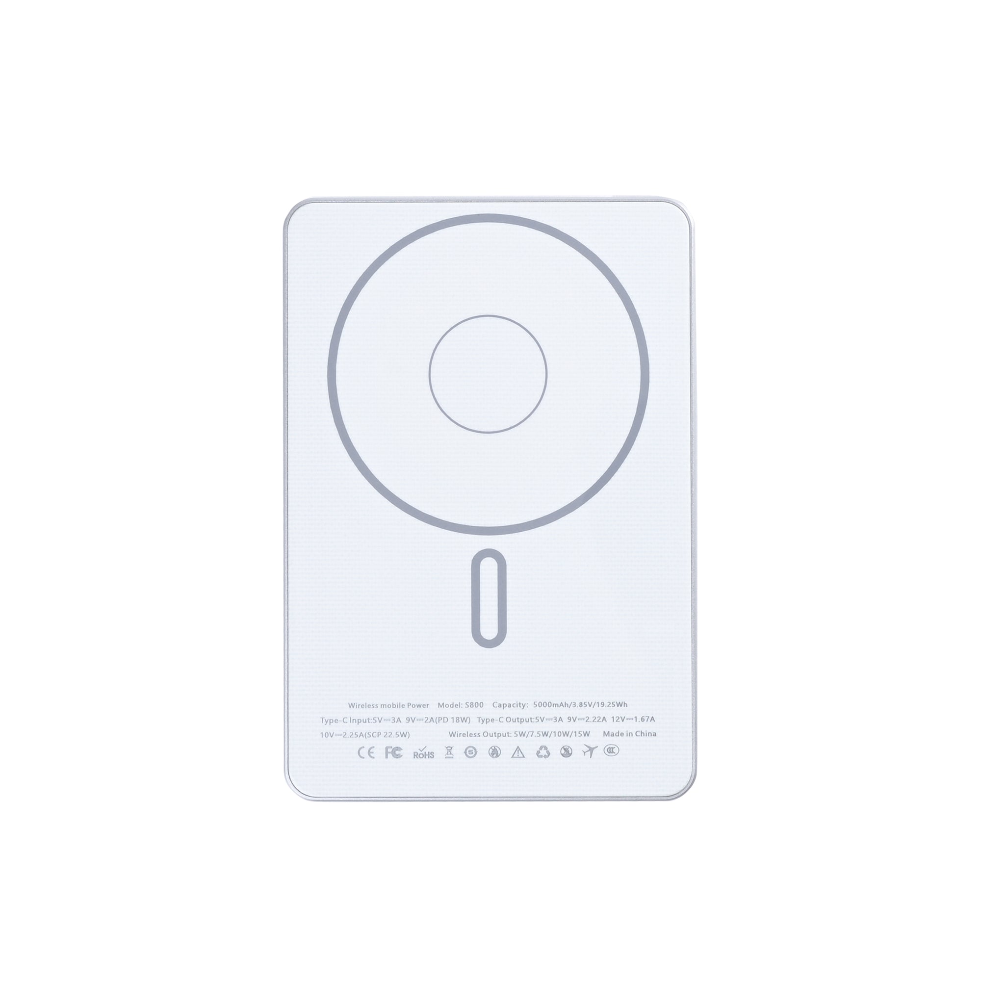 For Apple iPhone Ultra Thin Battery Pack Magnetic Charging 15W 5000mAh Silver