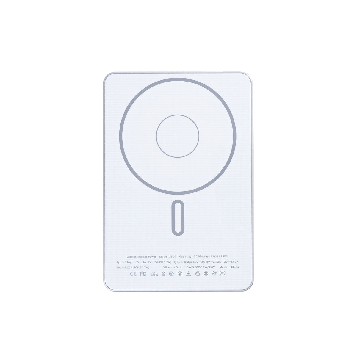 For Apple iPhone Ultra Thin Battery Pack Magnetic Charging 15W 5000mAh Silver