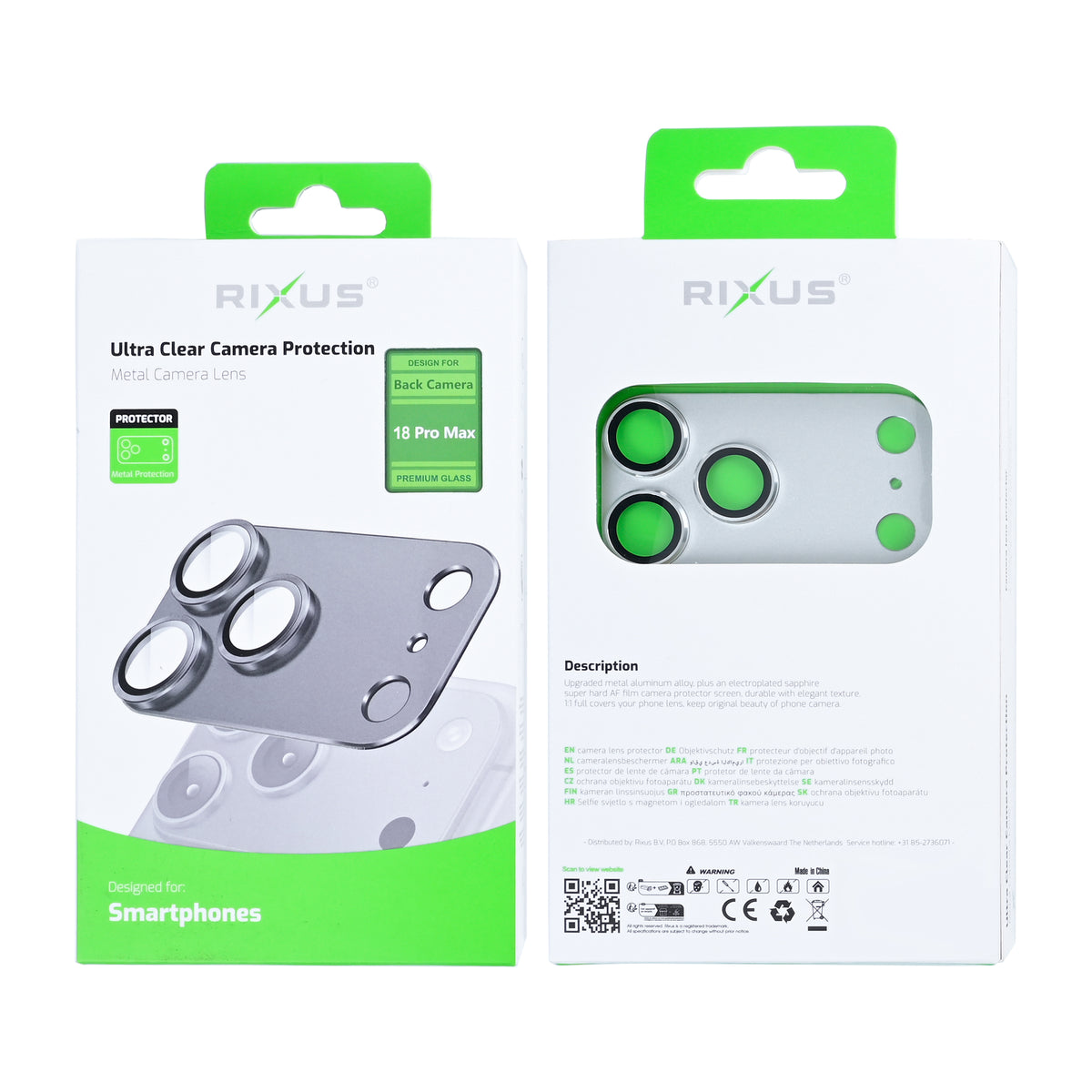 Rixus Ultra Clear Camera Protection For Apple iPhone 18 Pro Max Silver