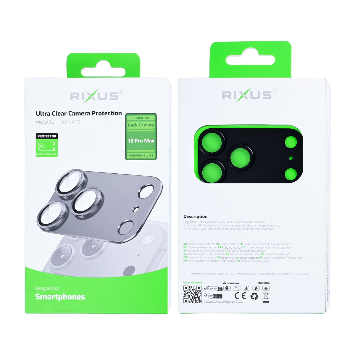 Rixus Ultra Clear Camera Protection For Apple iPhone 18 Pro Max Black