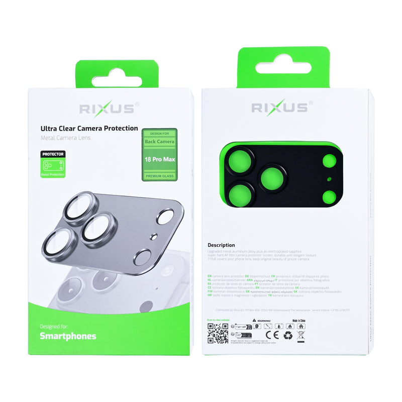 Rixus Ultra Clear Camera Protection For Apple iPhone 18 Pro Max Black