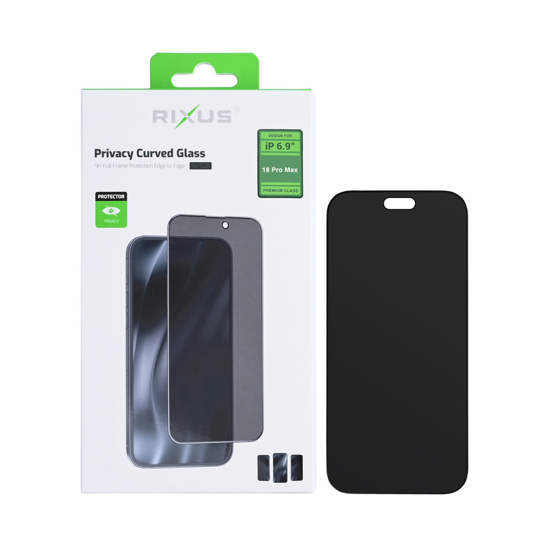 Rixus Privacy Full Curved Edge Tempered Glass For Apple iPhone 18 Pro Max
