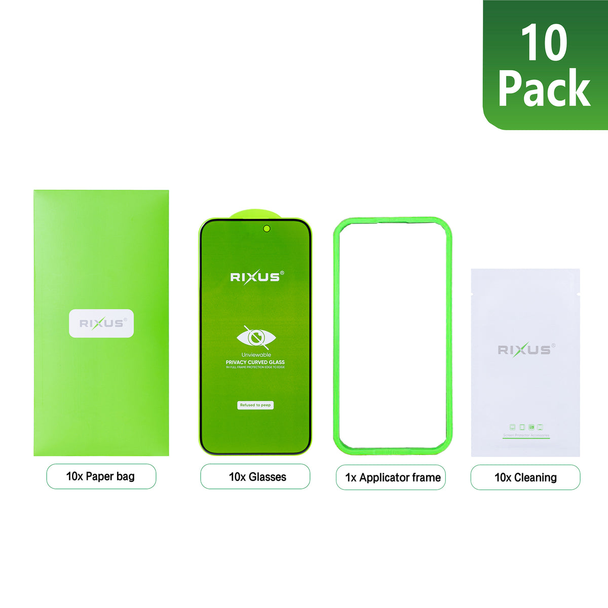 Rixus Privacy Full Curved Edge Tempered Glass For Apple iPhone 18 Pro Max (10-Pack)