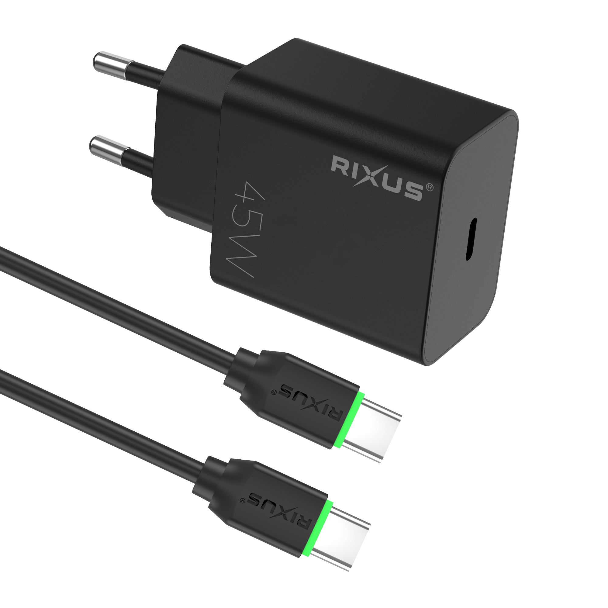 Rixus RXHC06B Fast Charger With USB-C Cable 45W Black