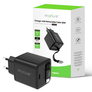 Rixus RXHC08 Charger With Retractable Cable 30W