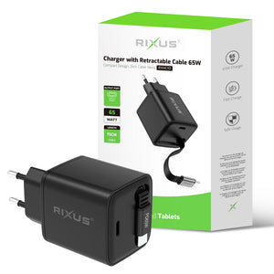 Rixus RXHC10 Charger With Retractable Cable 65W
