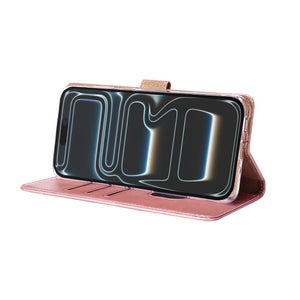 Rixus Bookcase For Apple iPhone 17 Pro, 18 Pro Pink