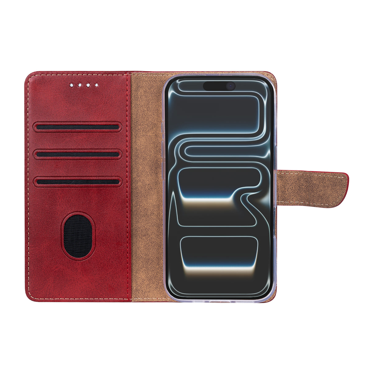 Rixus Bookcase For Apple iPhone 17 Pro, 18 Pro Dark Red