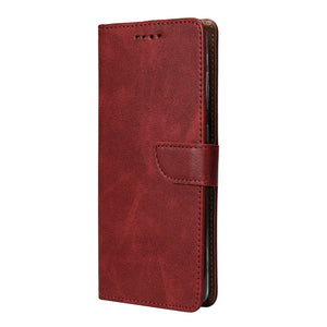 Rixus Bookcase For Apple iPhone 17 Pro Max, 18 Pro Max Dark Red