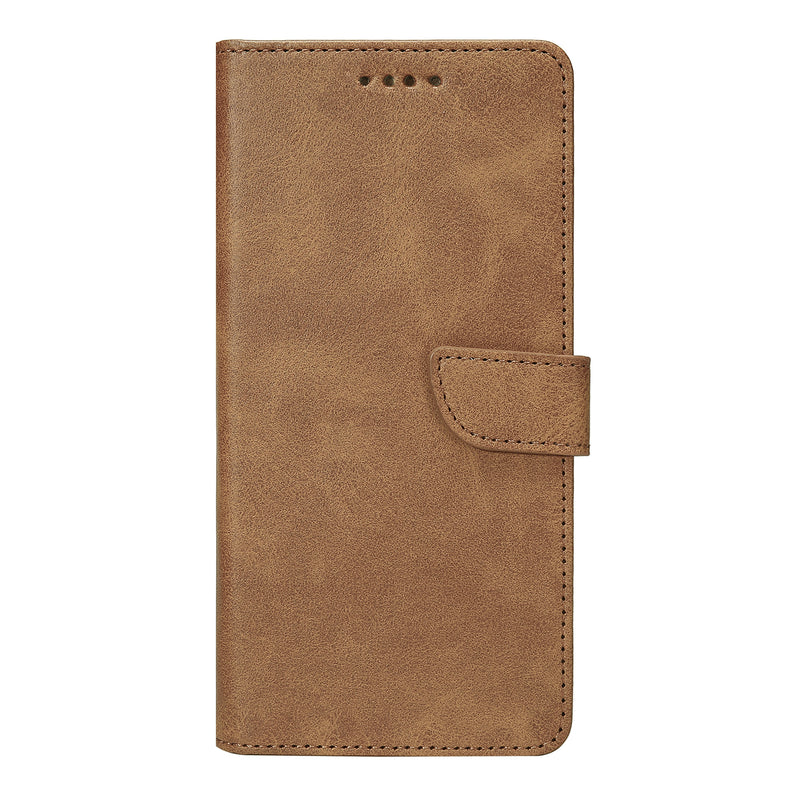 Rixus Bookcase For Apple iPhone 17 Pro Max, 18 Pro Max Light Brown