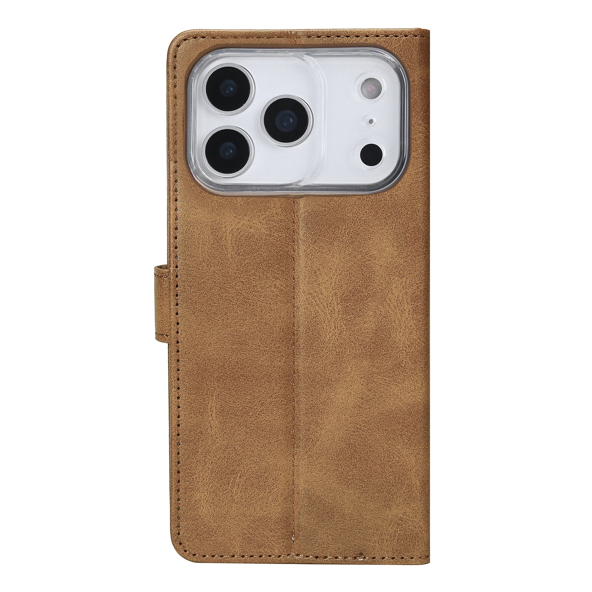 Rixus Bookcase For Apple iPhone 17 Pro Max, 18 Pro Max Light Brown