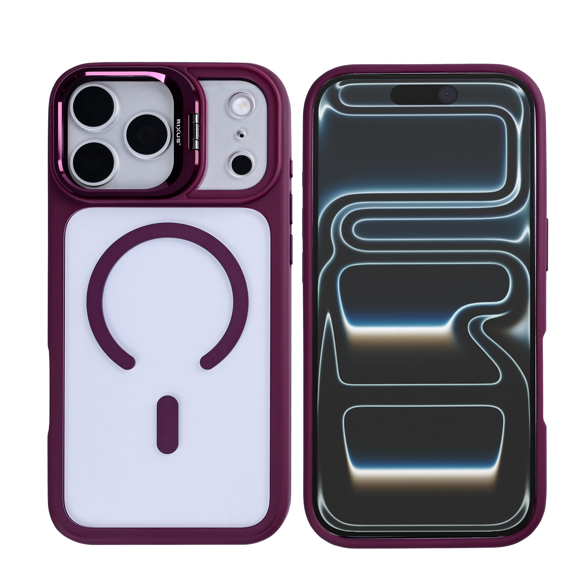 Rixus Classic 03 Case With MagSafe Compatible For Apple iPhone 17 Pro, 18 Pro Dark Pink