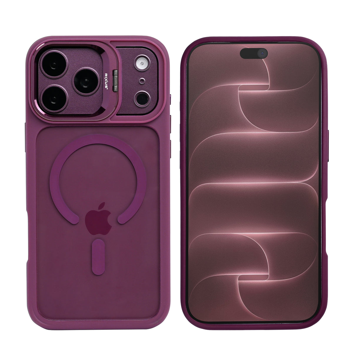 Rixus Classic 03 Case With MagSafe Compatible For Apple iPhone 17 Pro, 18 Pro Dark Pink