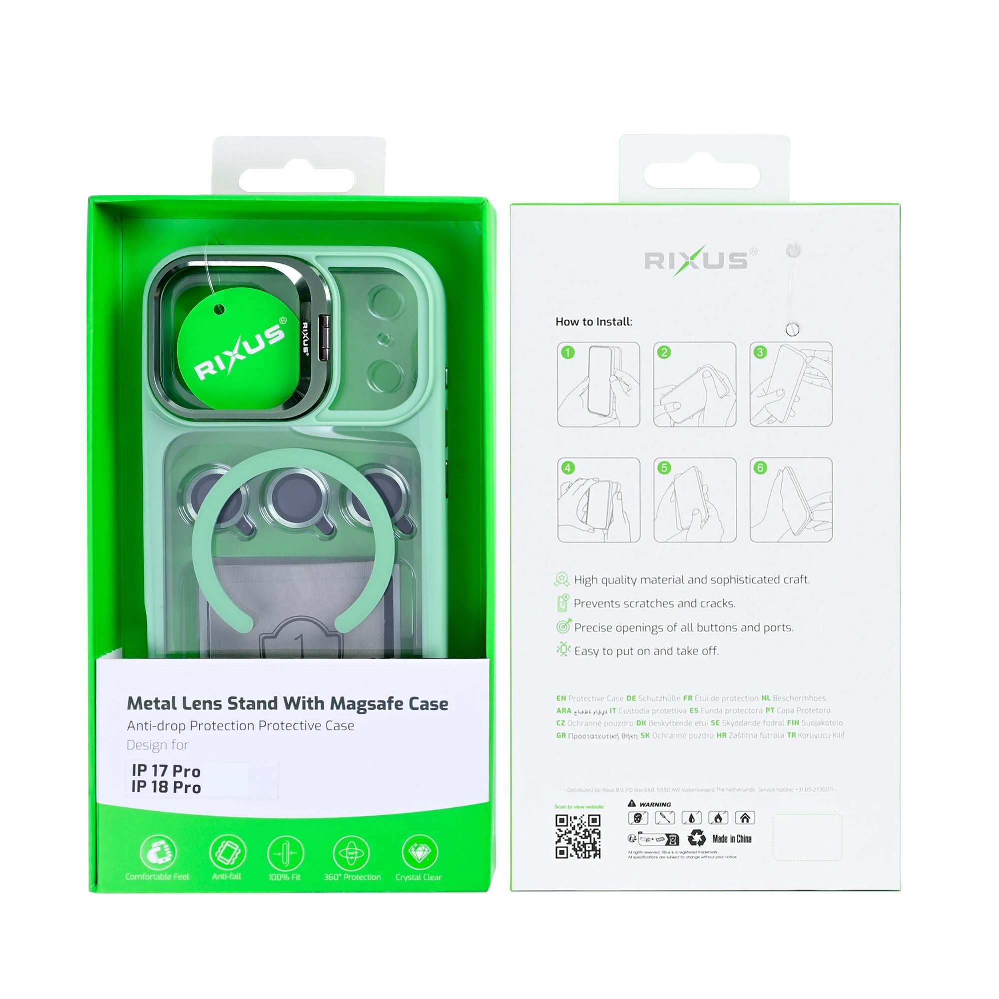 Rixus Classic 03 Case With MagSafe Compatible For Apple iPhone 17 Pro, 18 Pro Light Green