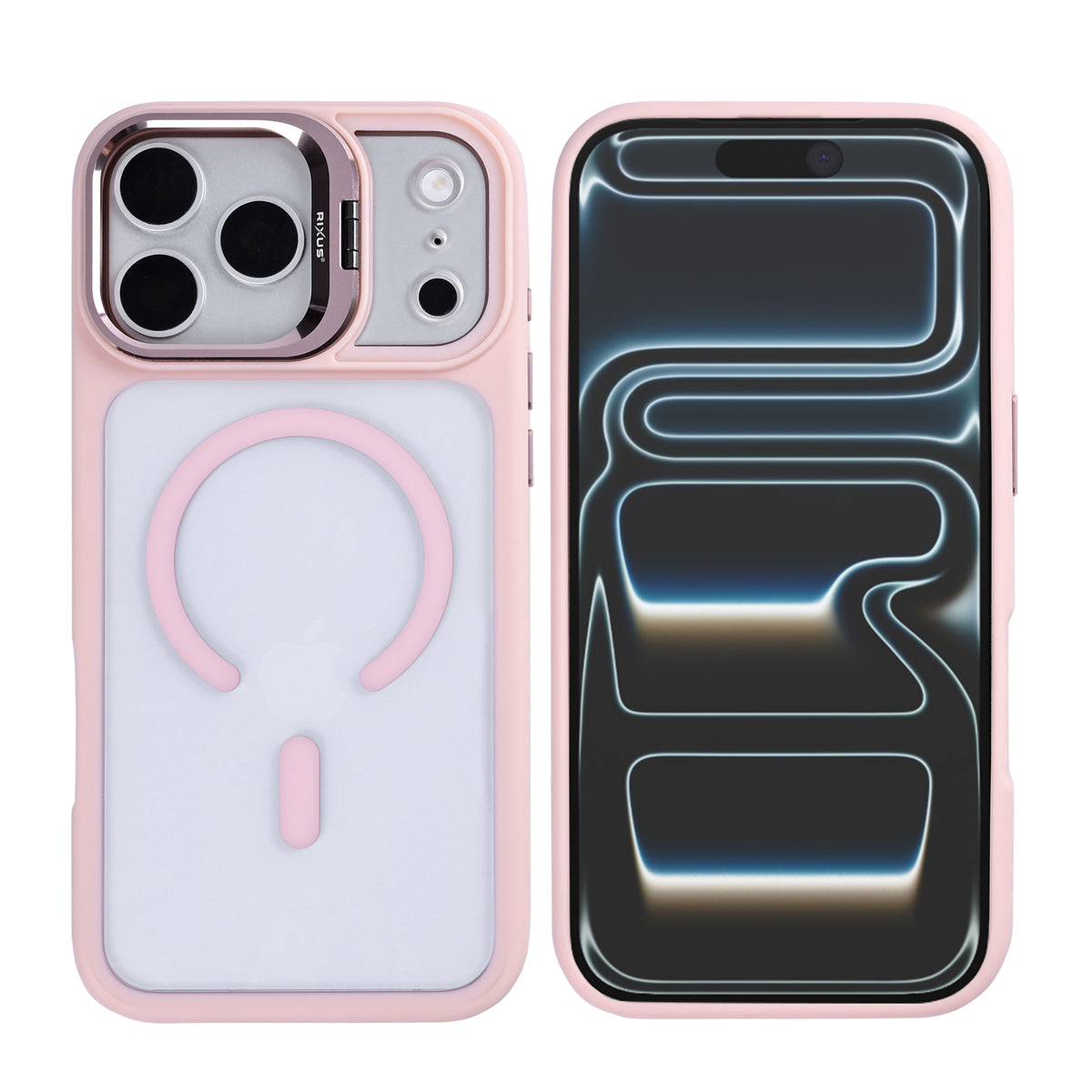 Rixus Classic 03 Case With MagSafe Compatible For Apple iPhone 17 Pro, 18 Pro Light Pink
